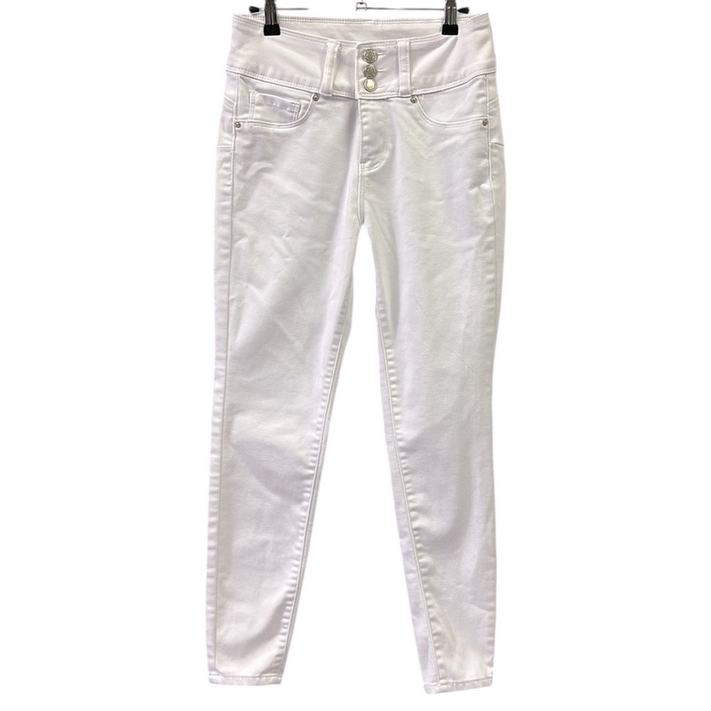 Blue Savvy White Stretch Denim High Waisted Skinny Jeans Juniors 5 or 27 Waist